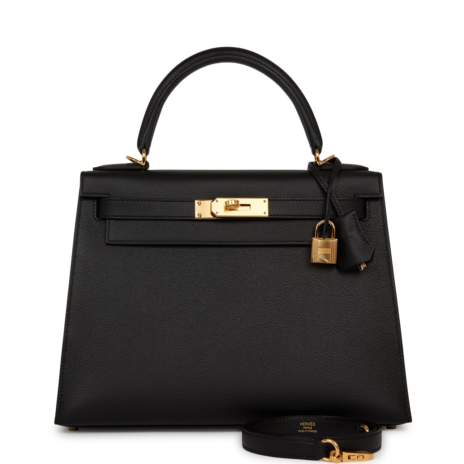 Hermes Kelly Sellier Epsom Hardware Handbag Black Gold Travel Bag Hardware 7