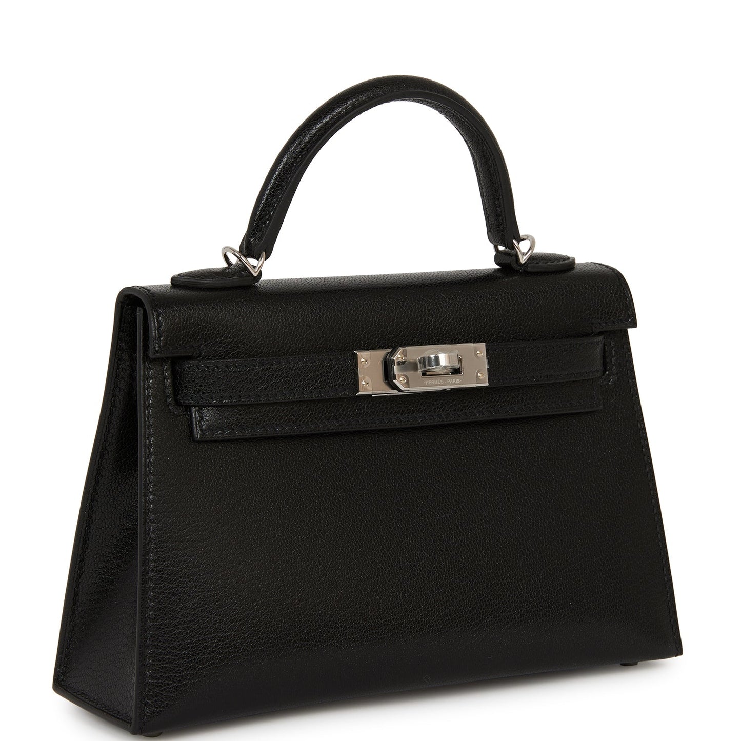 Hermes Kelly Sellier Chevre Chamkila Palladium Hardware Handbag Black Travel Bag Hardware 1