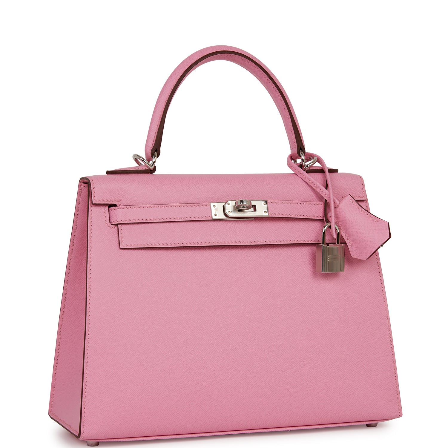 Hermes Kelly Sellier Verso Madame Palladium Hardware Handbag Pink Travel Bag