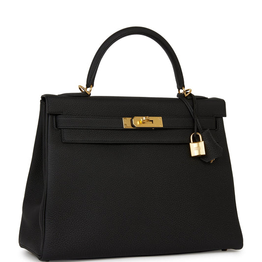 Hermes Kelly Retourne Togo Hardware Handbag Black Gold Travel Bag Payment 2