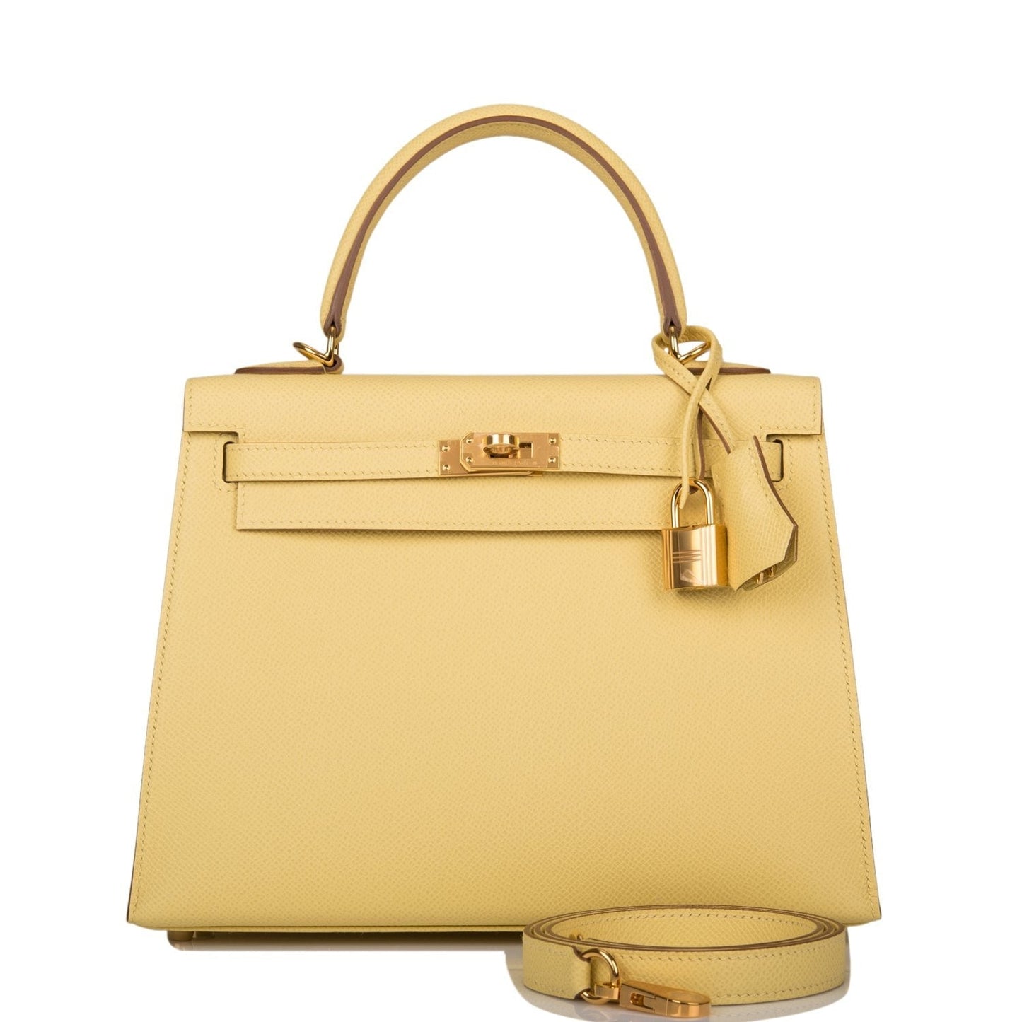 Hermes Kelly Sellier Jaune Poussin Epsom Hardware Handbag Gold Travel Bag