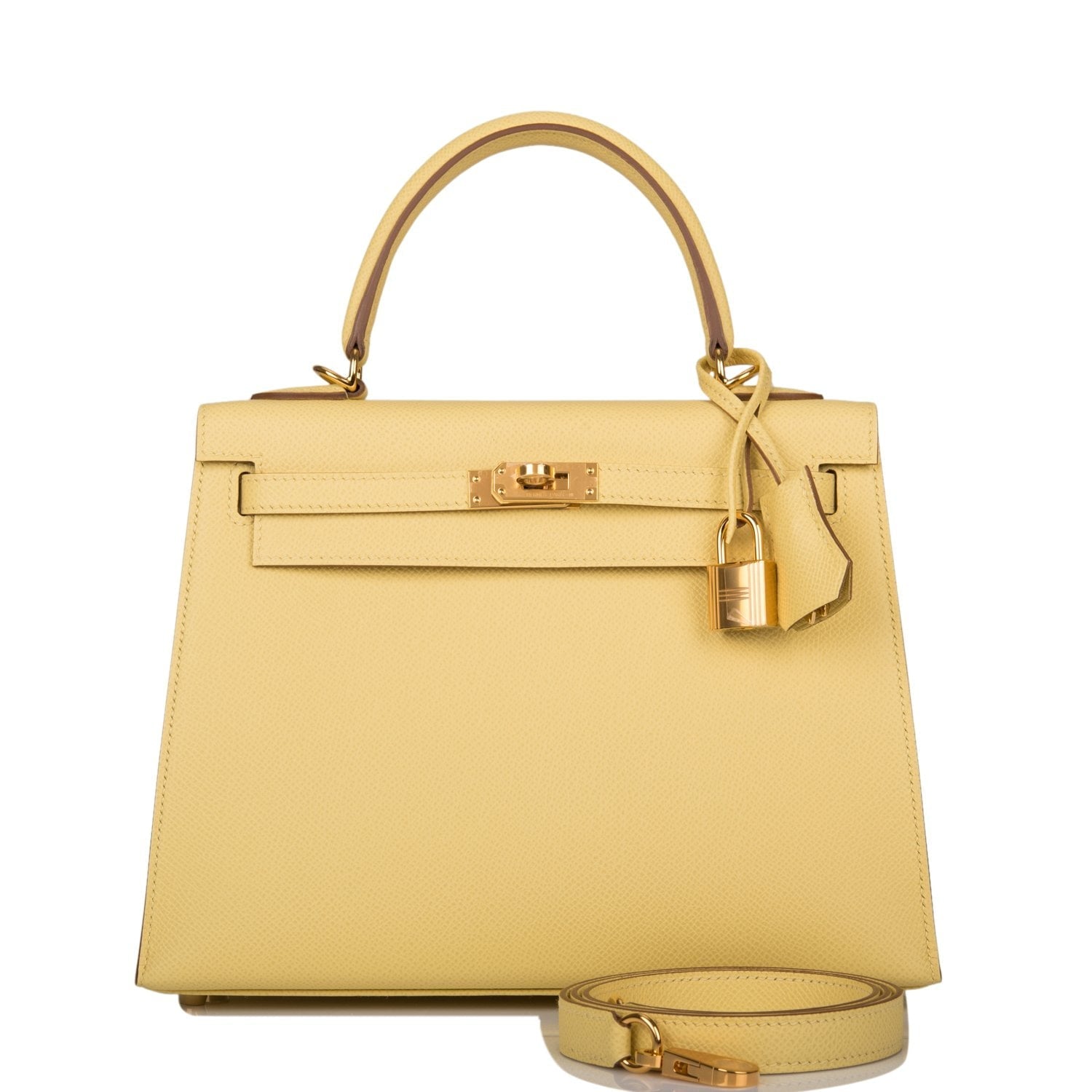 Hermes Kelly Sellier Jaune Poussin Epsom Hardware Handbag Gold Travel Bag