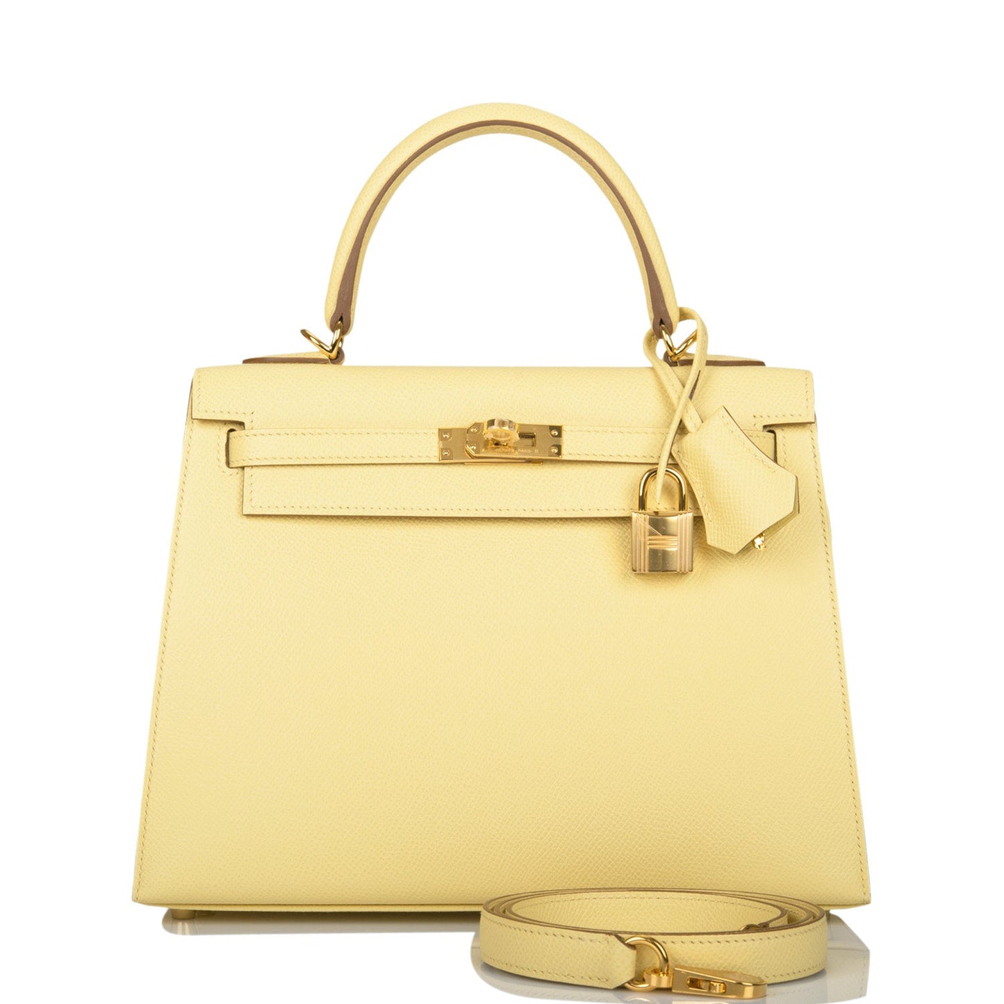 Hermes Kelly Sellier Jaune Poussin Epsom Hardware Handbag Gold Travel Bag Hardware 1