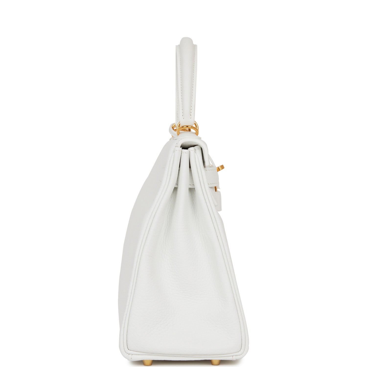 Hermes Kelly Retourne Clemence Hardware Handbag White Gold Travel Bag Gold Hardware