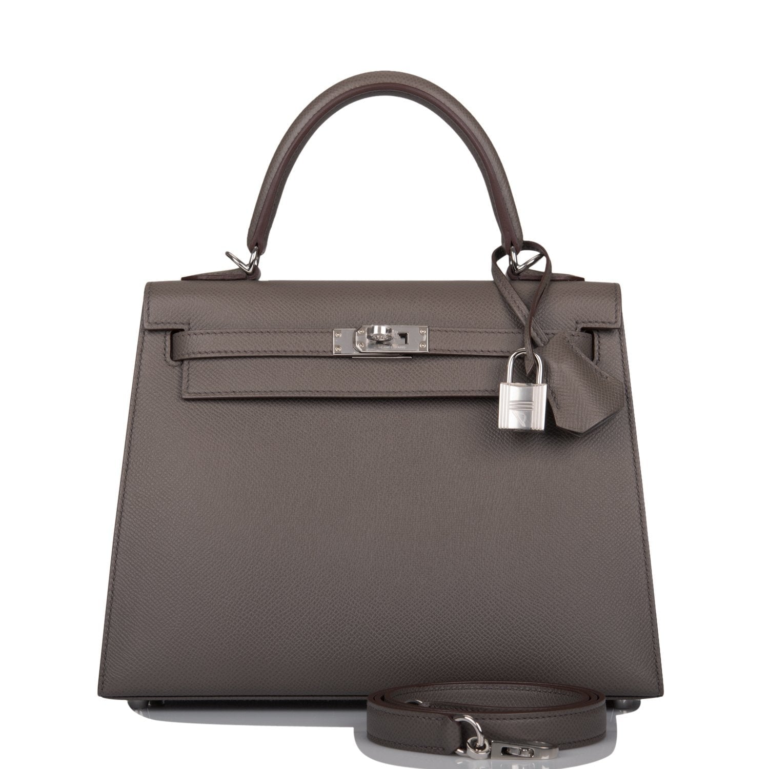 Hermes Kelly Sellier Etain Epsom Palladium Hardware Handbag Travel Bag Palladium Hardware