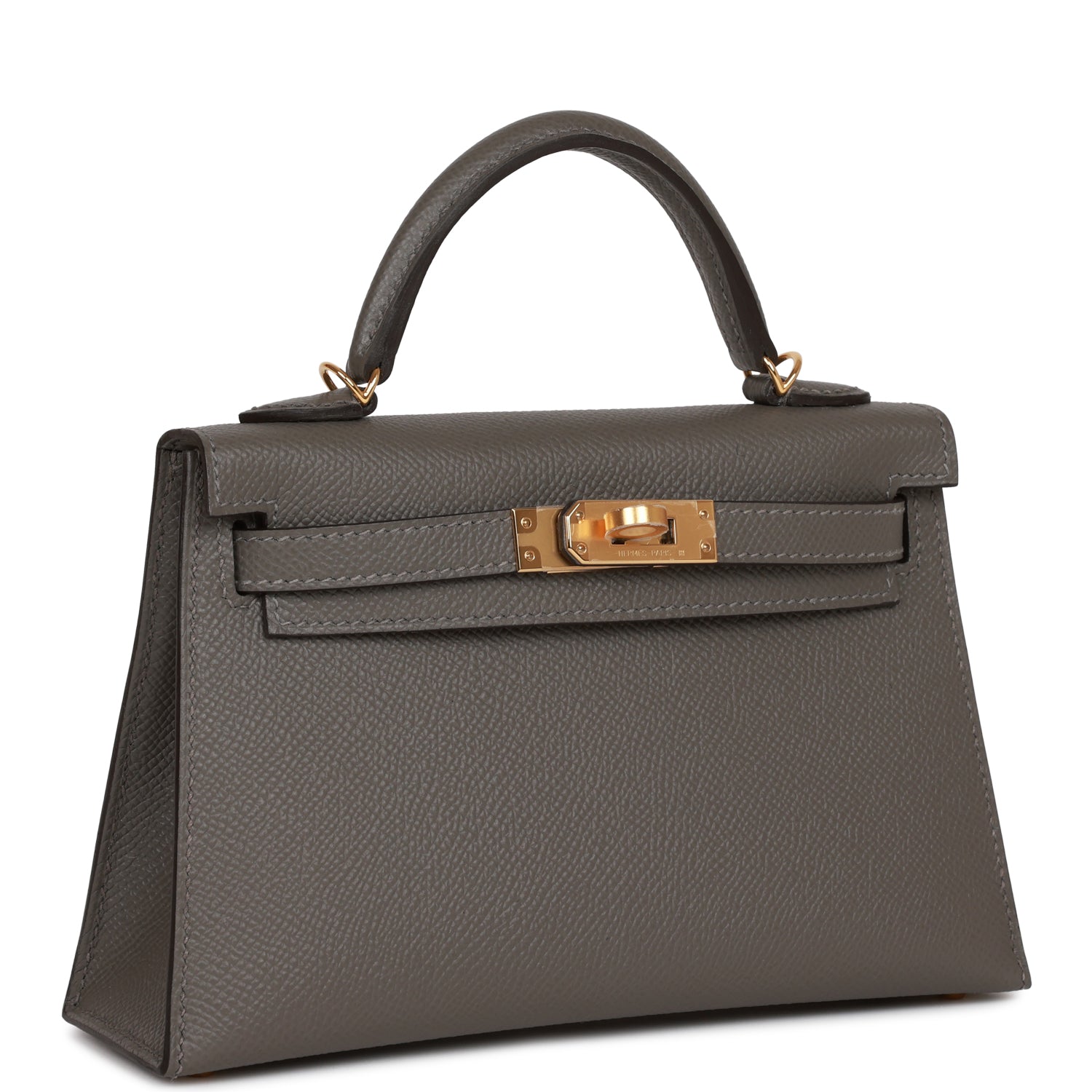 Hermes Kelly Sellier Gris Meyer Epsom Hardware Handbag Gold Travel Bag