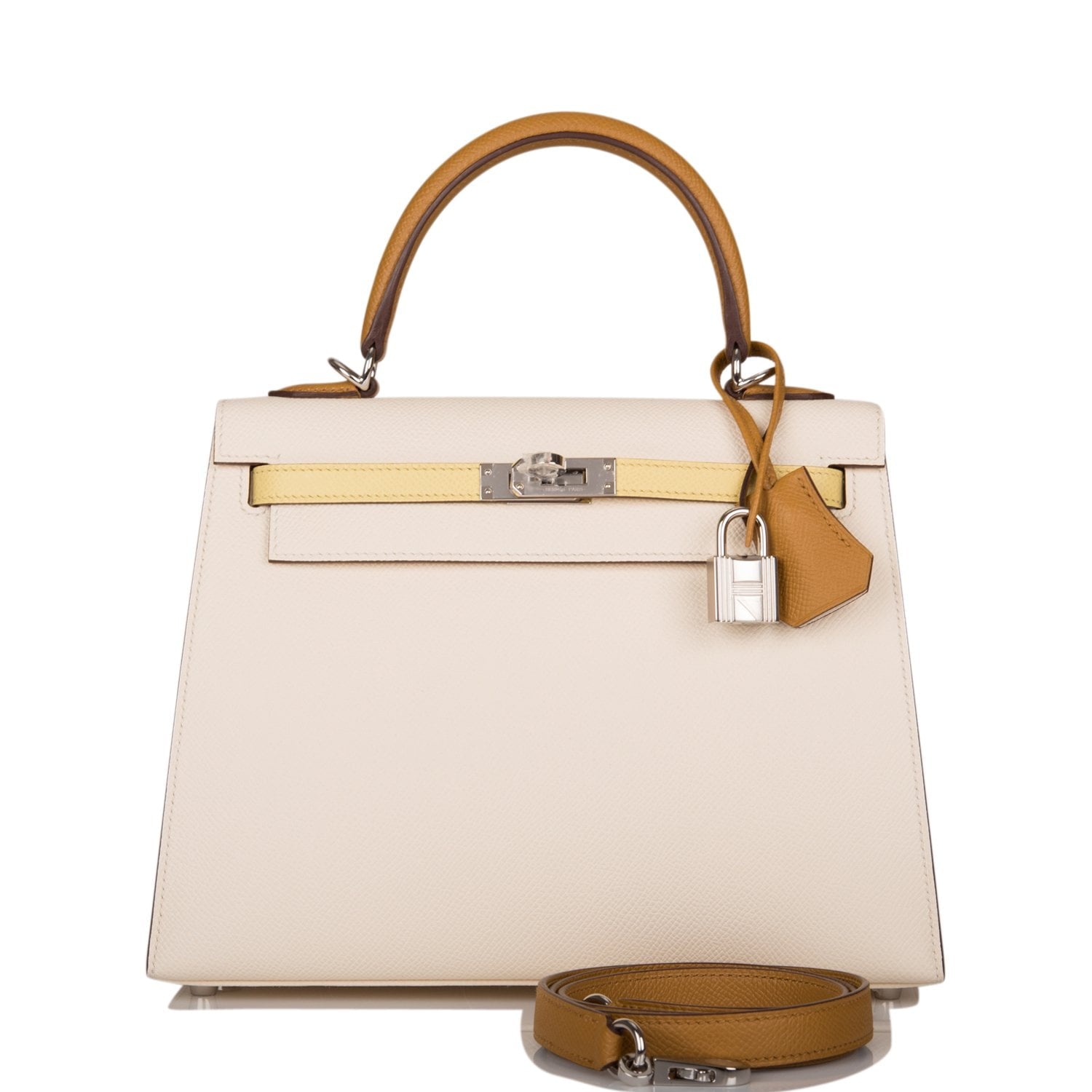 Hermes Kelly Sellier Tri Color Nata Jaune Poussin Travel Bag
