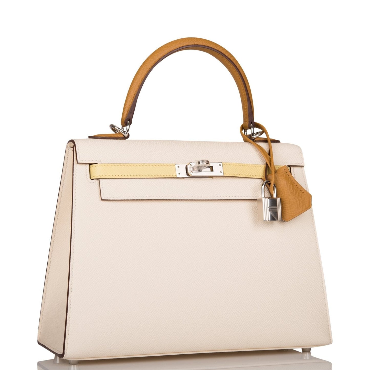 Hermes Kelly Sellier Tri Color Nata Jaune Poussin Travel Bag
