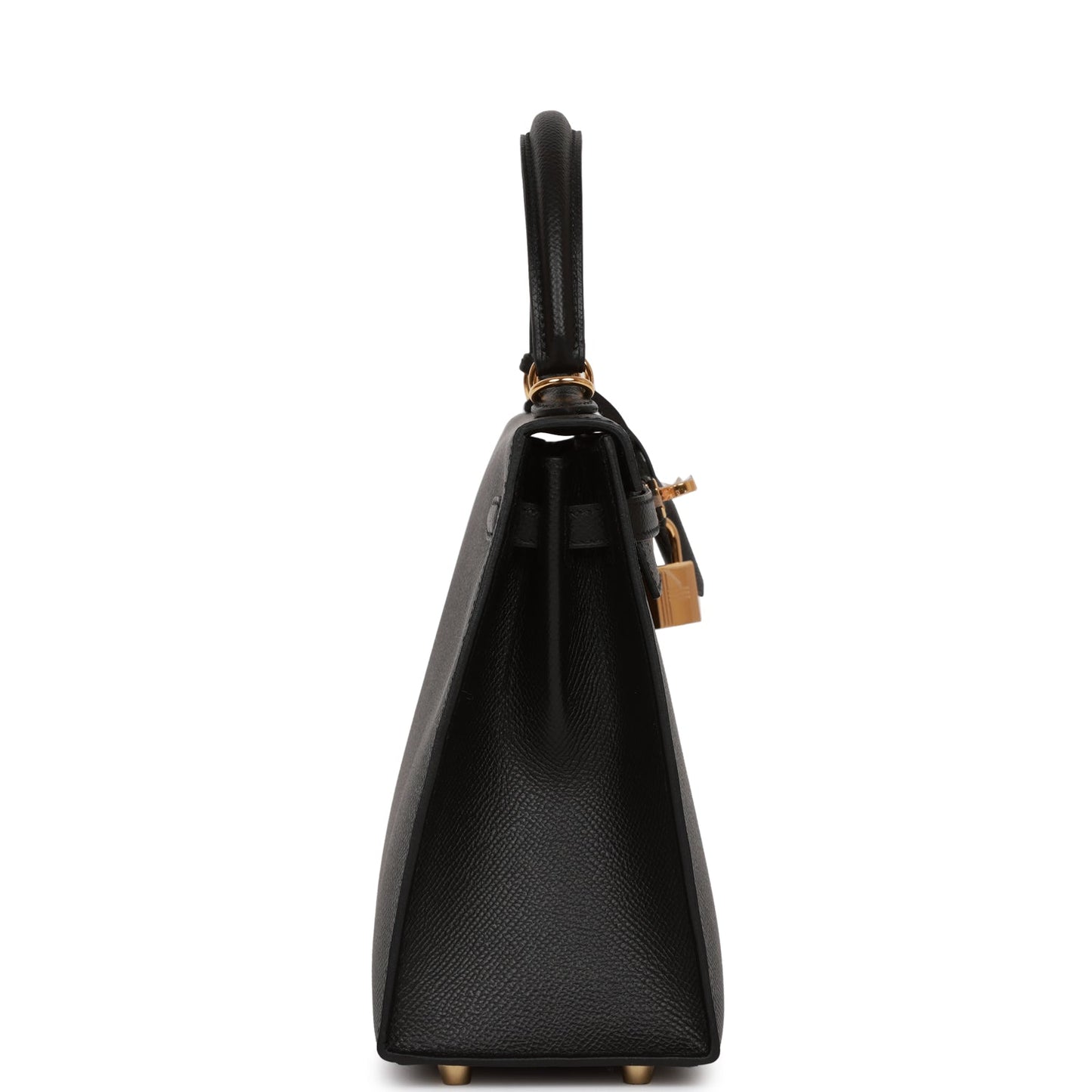 Hermes Kelly Sellier Epsom Hardware Handbag Black Gold Travel Bag 17