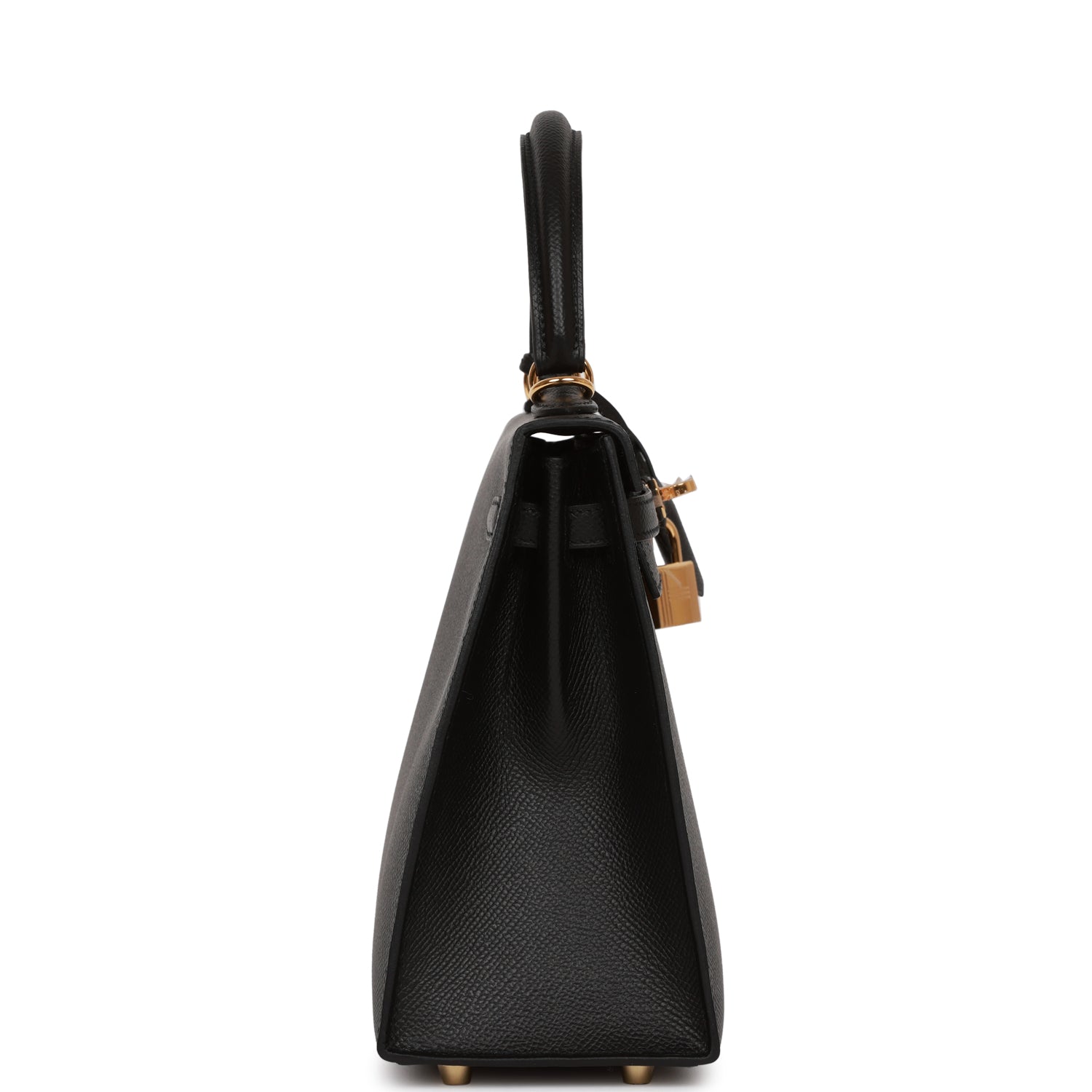 Hermes Kelly Sellier Epsom Hardware Handbag Black Gold Travel Bag 17