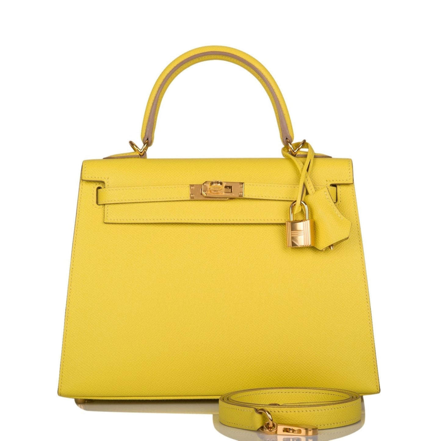 Hermes Kelly Sellier Lime Epsom Hardware Handbag Gold Travel Bag