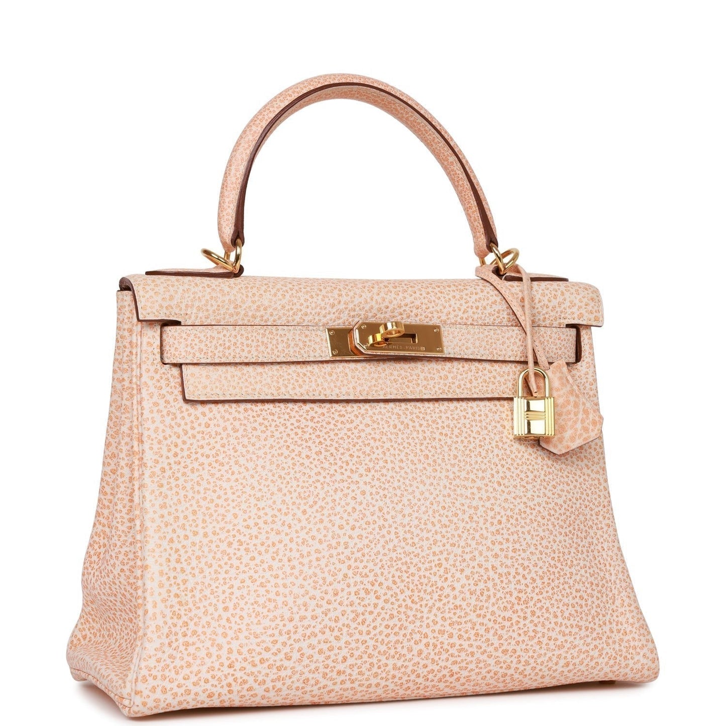 Hermes Luxury Kelly Retourne Orange Dalmatian Buffalo Hardware Gold Travel Bag