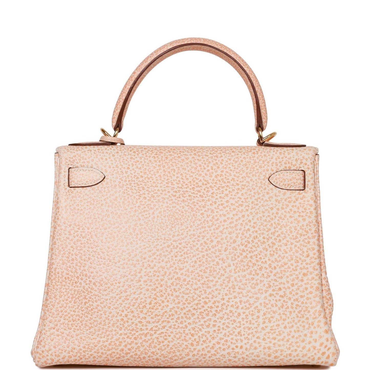 Hermes Luxury Kelly Retourne Orange Dalmatian Buffalo Hardware Gold Travel Bag