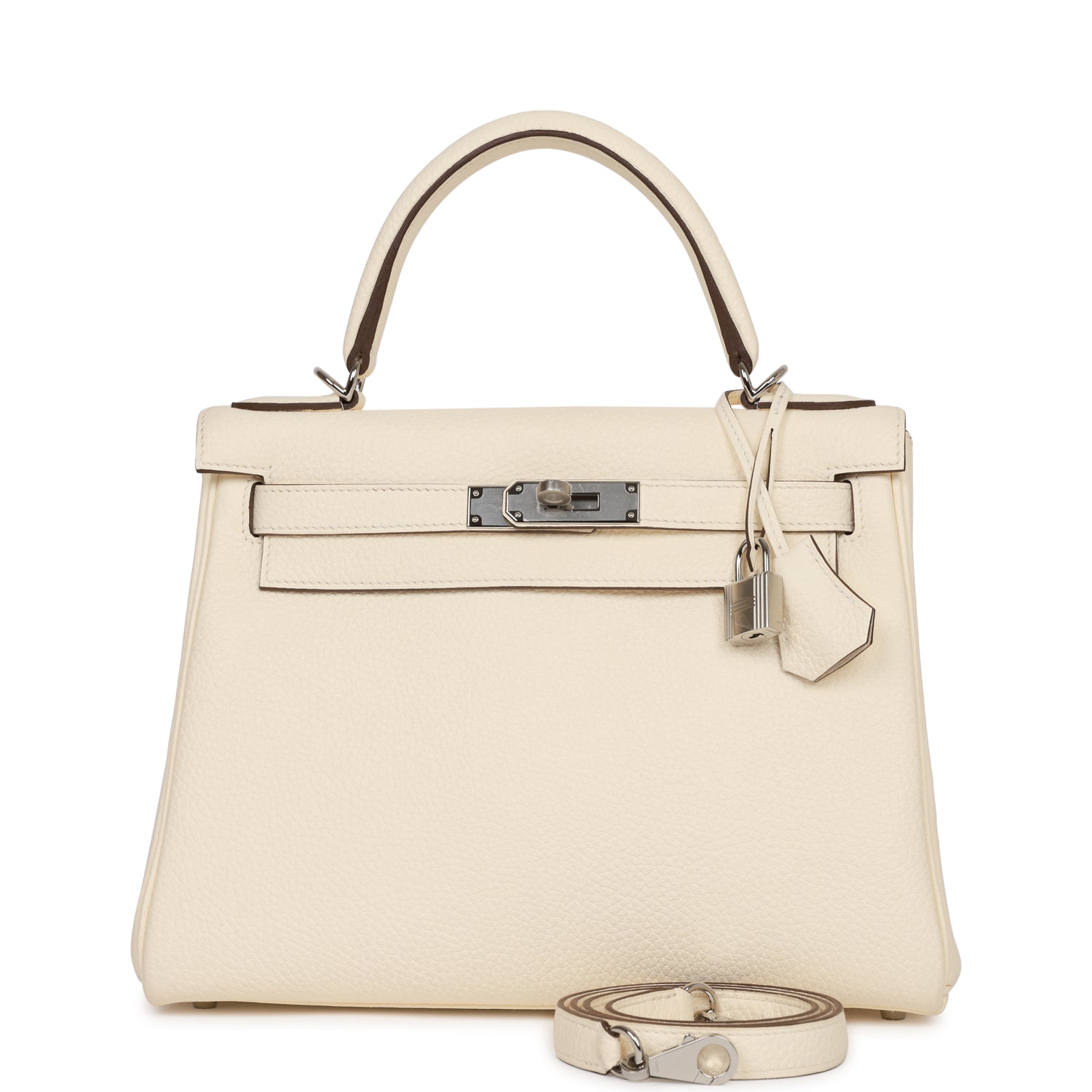 Hermes Kelly Retourne Nata Clemence Palladium Hardware Handbag Travel Bag
