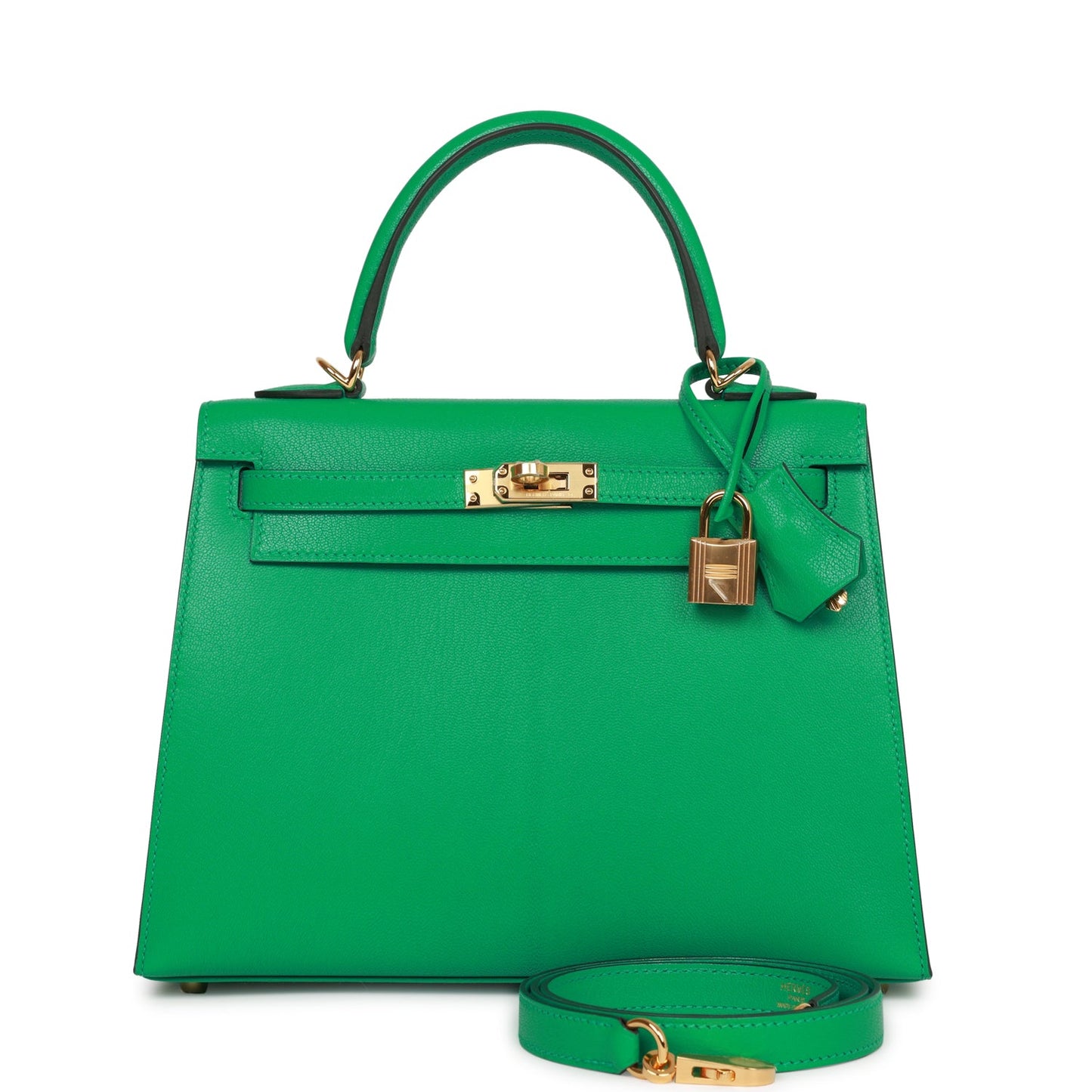 Hermes Kelly Sellier Menthe Chevre Hardware Handbag Gold Travel Bag