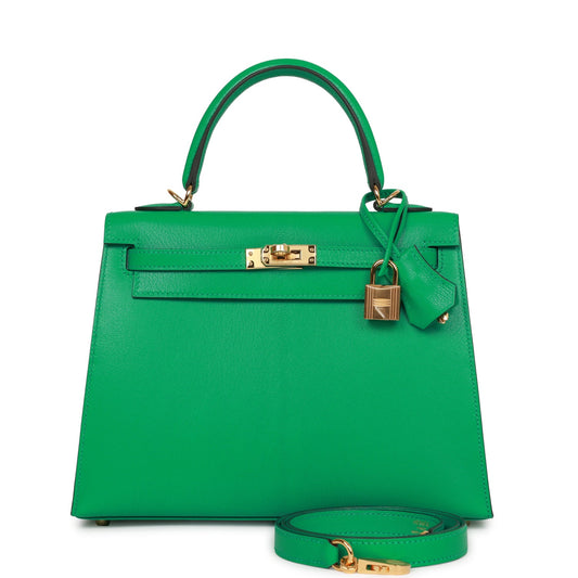 Hermes Kelly Sellier Menthe Chevre Hardware Handbag Gold Travel Bag