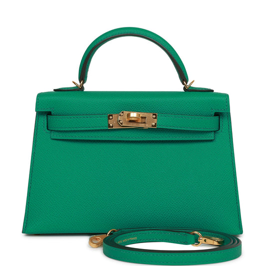 Hermes Kelly Sellier Vert Jade Epsom Hardware Handbag Gold Travel Bag 9