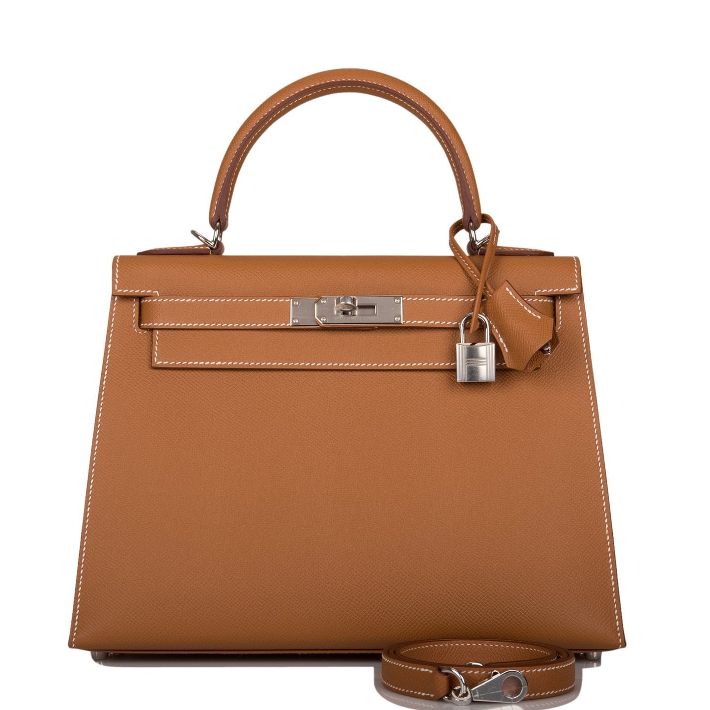 Hermes Kelly Sellier Epsom Palladium Hardware Handbag Gold Travel Bag Palladium Hardware
