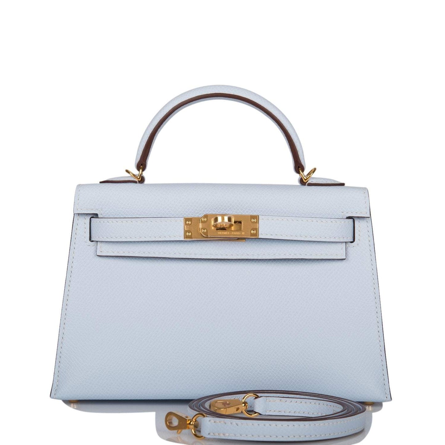 Hermes Kelly Sellier Bleu Brume Epsom Hardware Handbag Gold Travel Bag 7