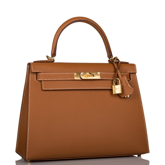 Hermes Kelly Sellier Epsom Hardware Handbag Gold Travel Bag 11