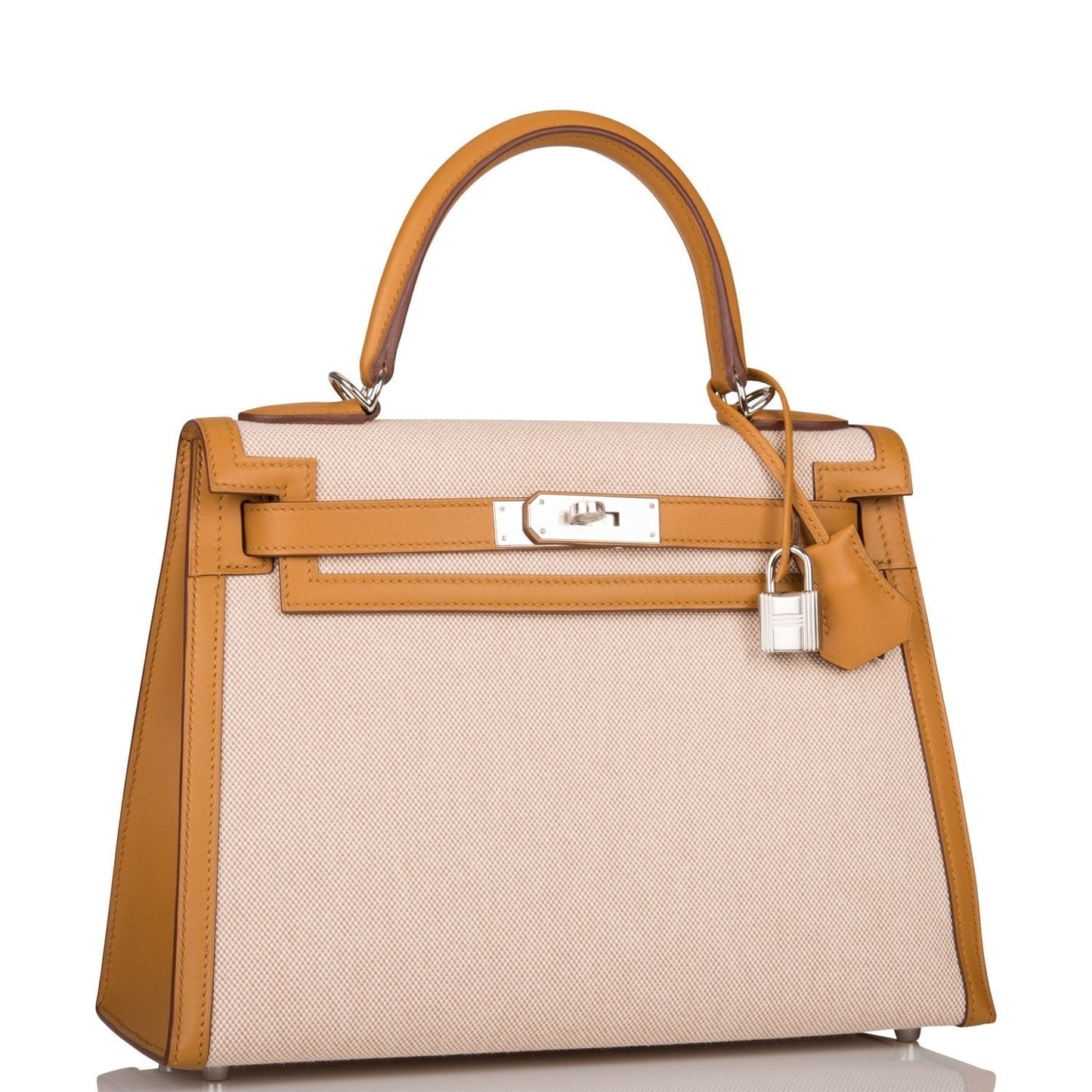 Hermes Kelly Sellier Sesame Toile And Swift Palladium Travel Bag