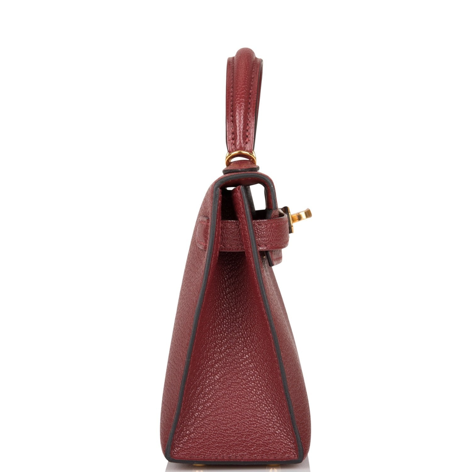 Hermes Kelly Sellier Rouge Chevre Hardware Handbag Gold Travel Bag
