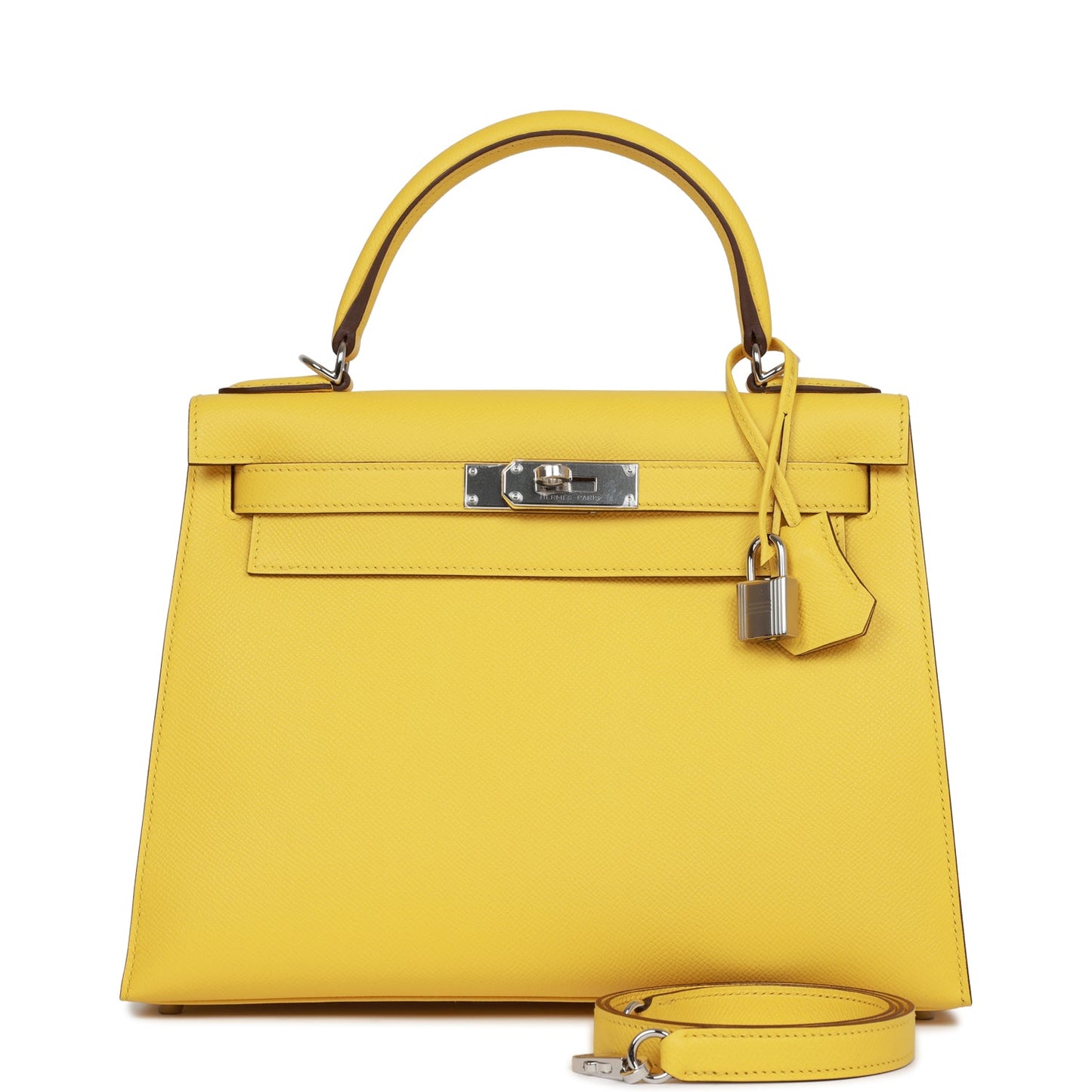 Hermes Kelly Sellier Jaune De Naples Epsom Palladium Travel Bag