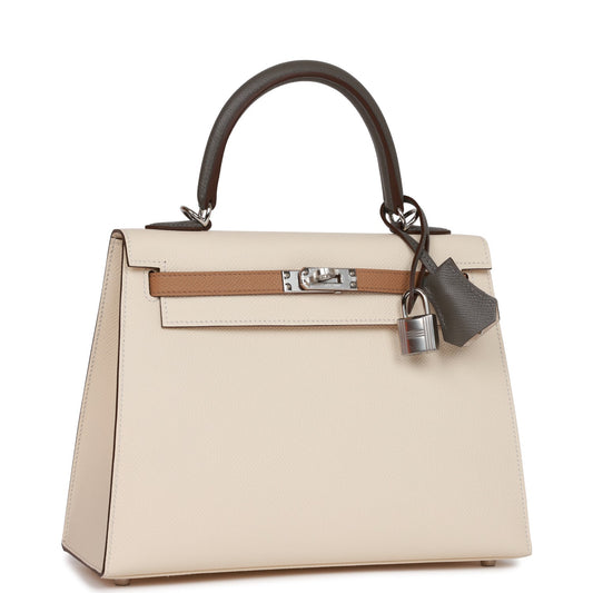 Hermes Kelly Sellier Tri Color Nata Chai And Travel Bag