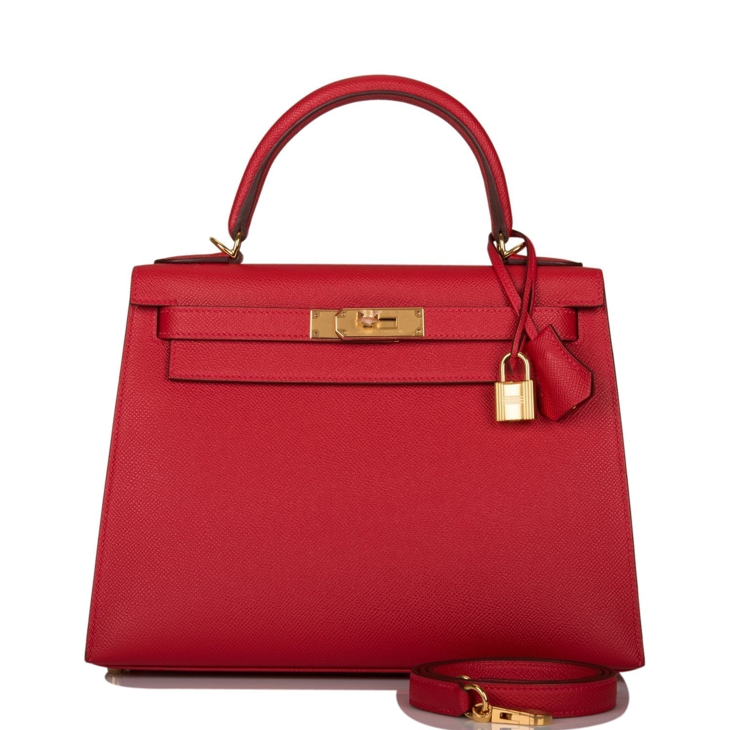 Hermes Kelly Sellier Rouge Cas Ue Epsom Hardware Gold Shoulder Bag