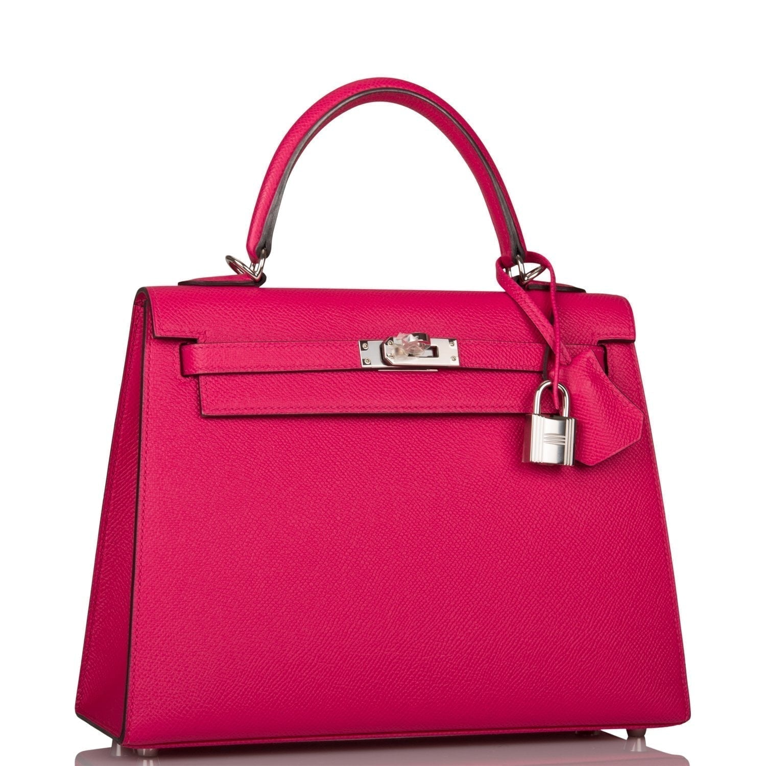 Hermes Kelly Sellier Rose Mexico Epsom Palladium Hardware Shoulder Bag