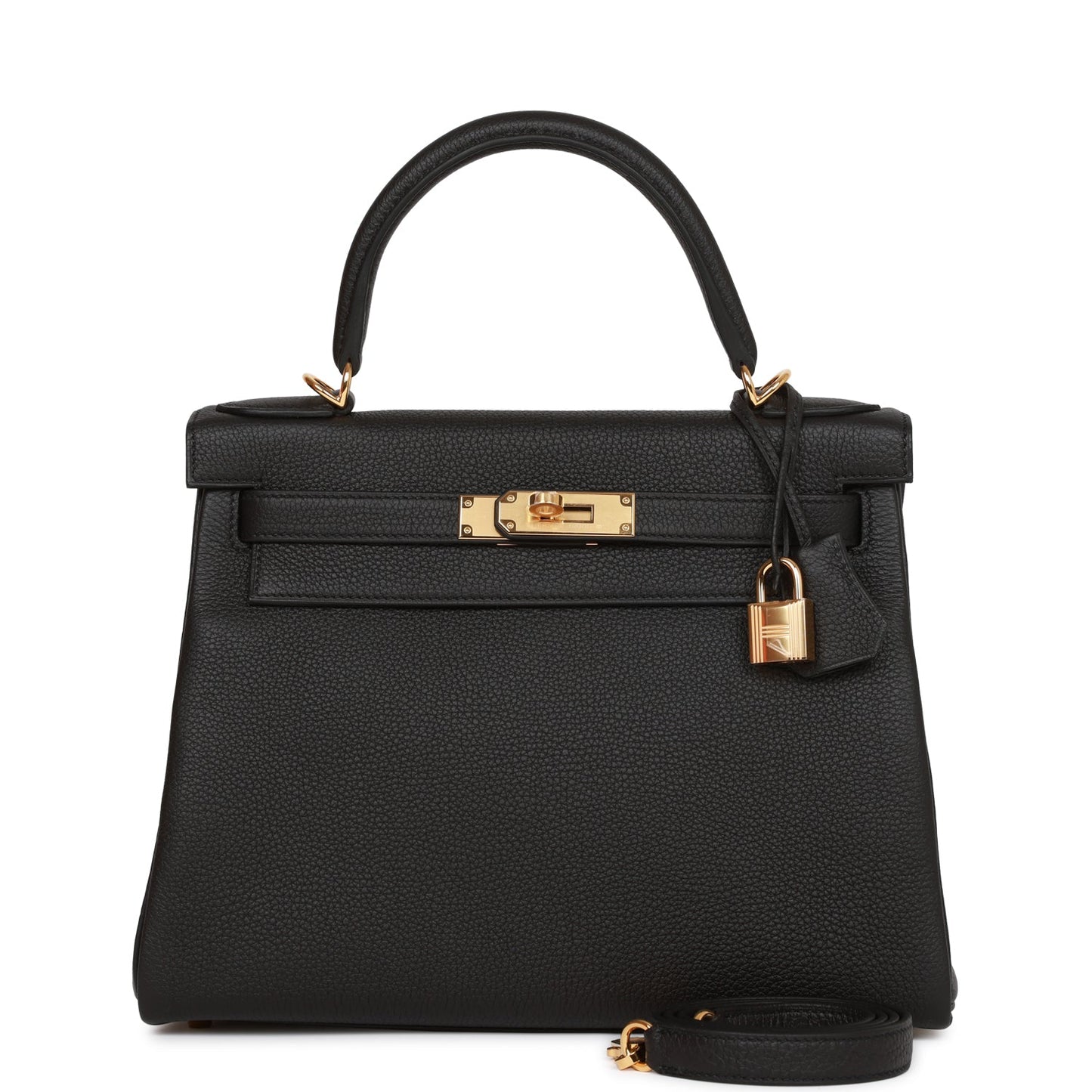 Hermes Kelly Retourne Togo Hardware Handbag Black Gold Travel Bag