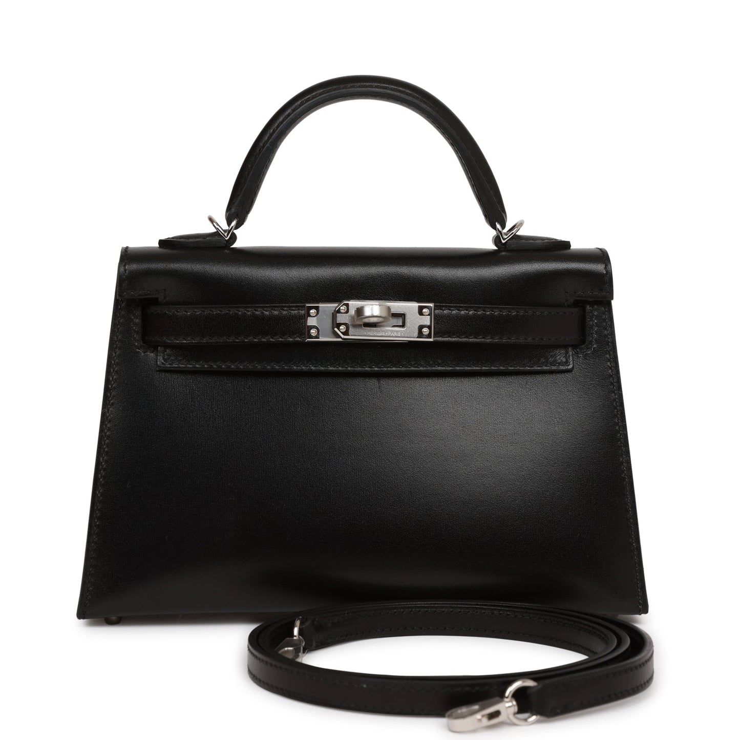 Hermes Kelly Sellier Box Palladium Hardware Handbag Black Travel Bag