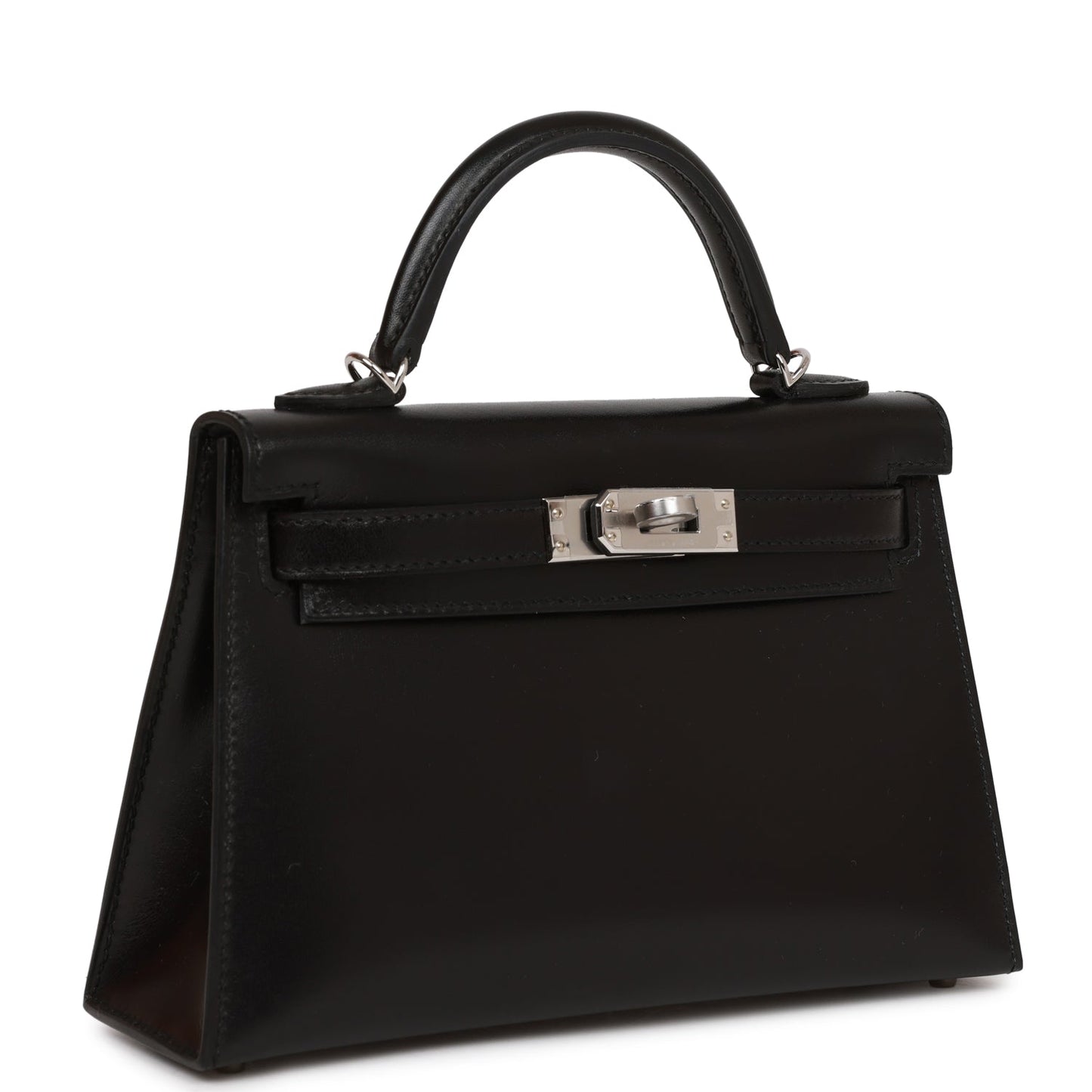 Hermes Kelly Sellier Box Palladium Hardware Handbag Black Travel Bag