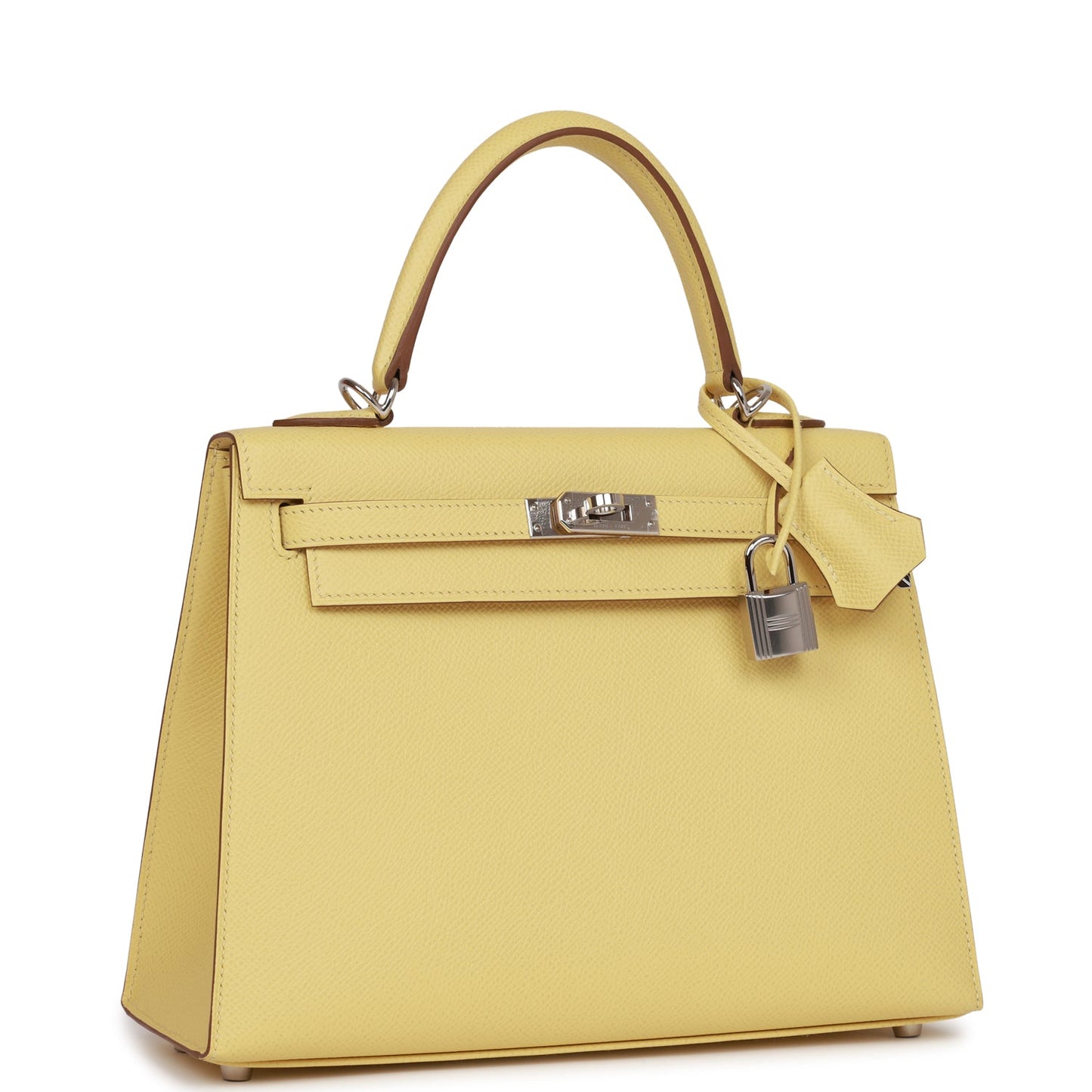 Hermes Kelly Sellier Jaune Poussin Epsom Palladium Hardware Travel Bag