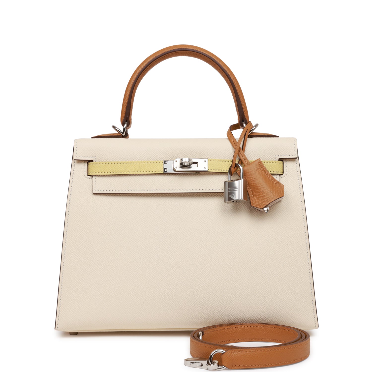 Hermes Kelly Sellier Tri Color Nata Jaune Poussin Travel Bag Hardware 1