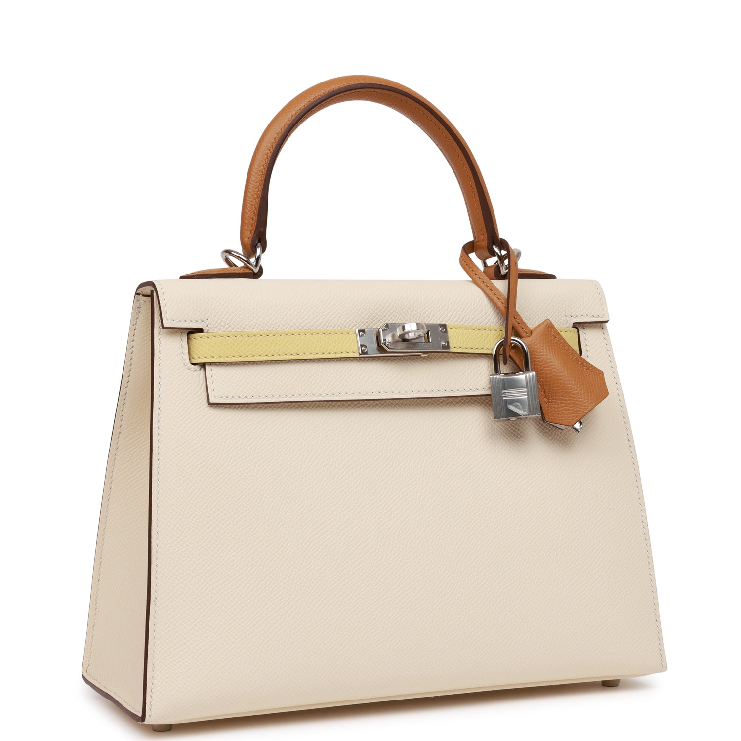 Hermes Kelly Sellier Tri Color Nata Jaune Poussin Travel Bag Hardware 1