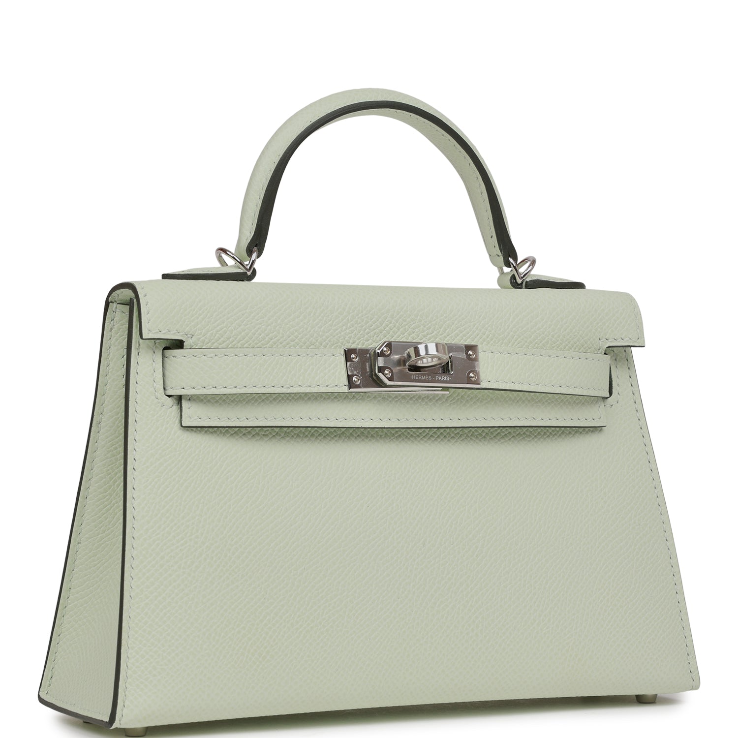 Hermes Kelly Sellier Vert Fizz Epsom Palladium Hardware Travel Bag Palladium Hardware