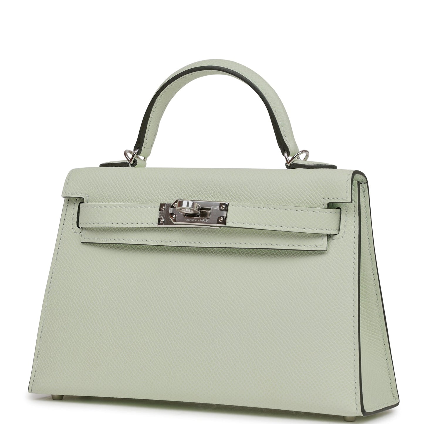 Hermes Kelly Sellier Vert Fizz Epsom Palladium Hardware Travel Bag Palladium Hardware