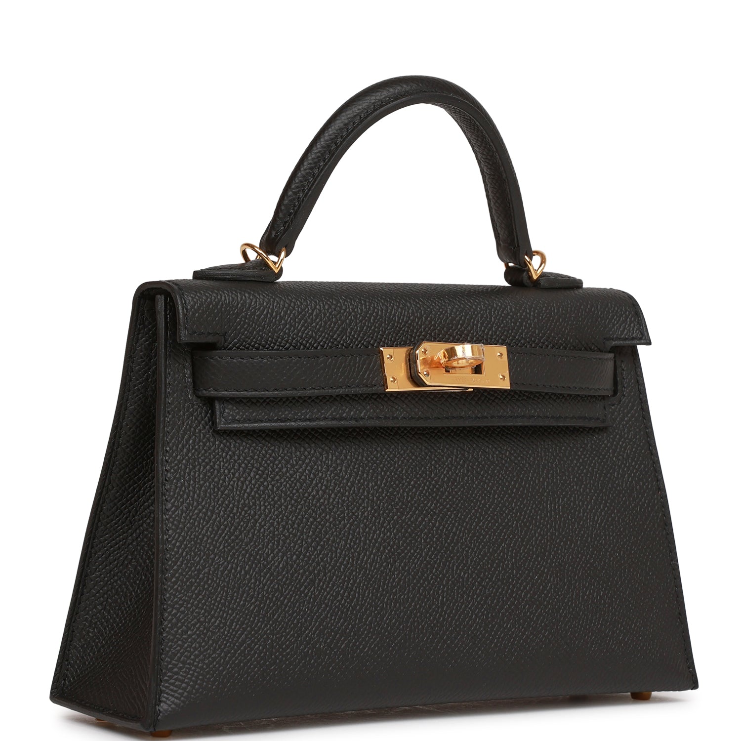 Hermes Kelly Sellier Epsom Hardware Handbag Black Gold Travel Bag 31
