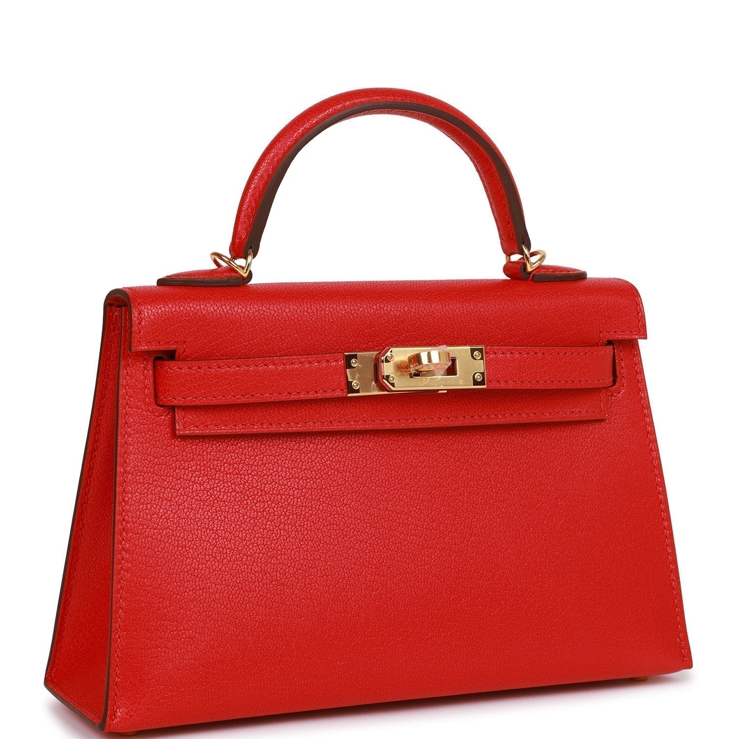Hermes Kelly Sellier Rouge De Coeur Chevre Hardware Gold Travel Bag