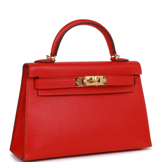 Hermes Kelly Sellier Rouge De Coeur Chevre Hardware Gold Travel Bag