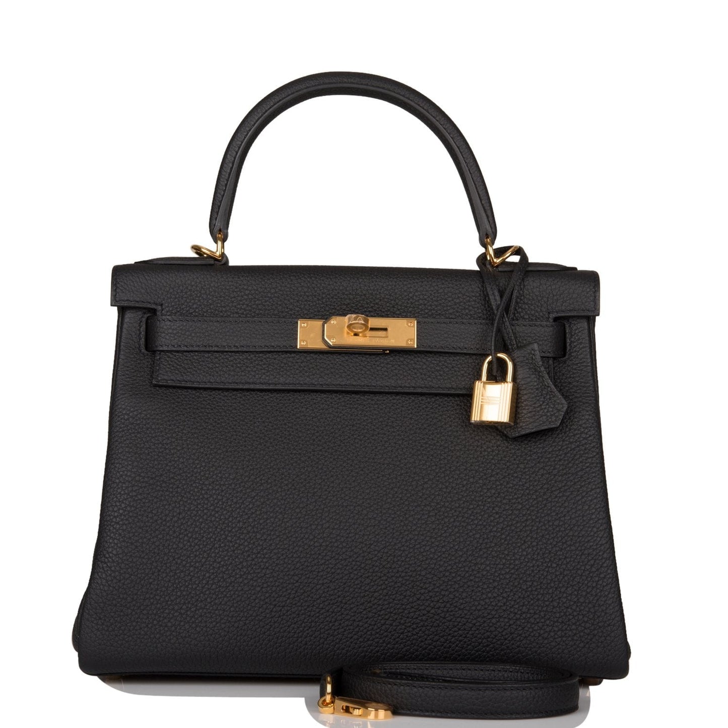Hermes Kelly Retourne Togo Hardware Handbag Black Gold Travel Bag Gold Hardware