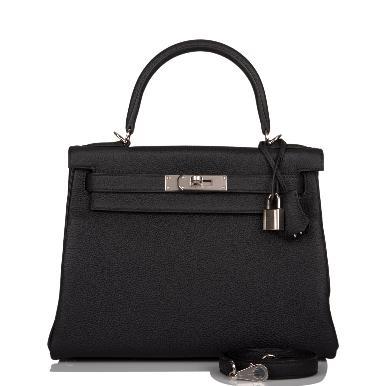 Hermes Kelly Retourne Togo Palladium Hardware Handbag Black Travel Bag Hardware 1