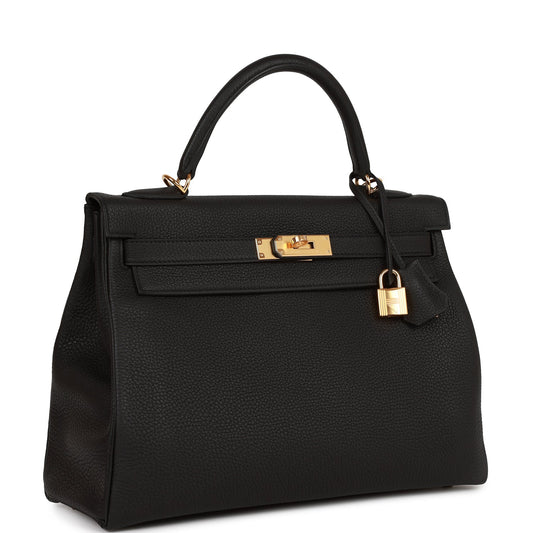 Hermes Kelly Retourne Togo Hardware Handbag Black Gold Travel Bag Hardware 3