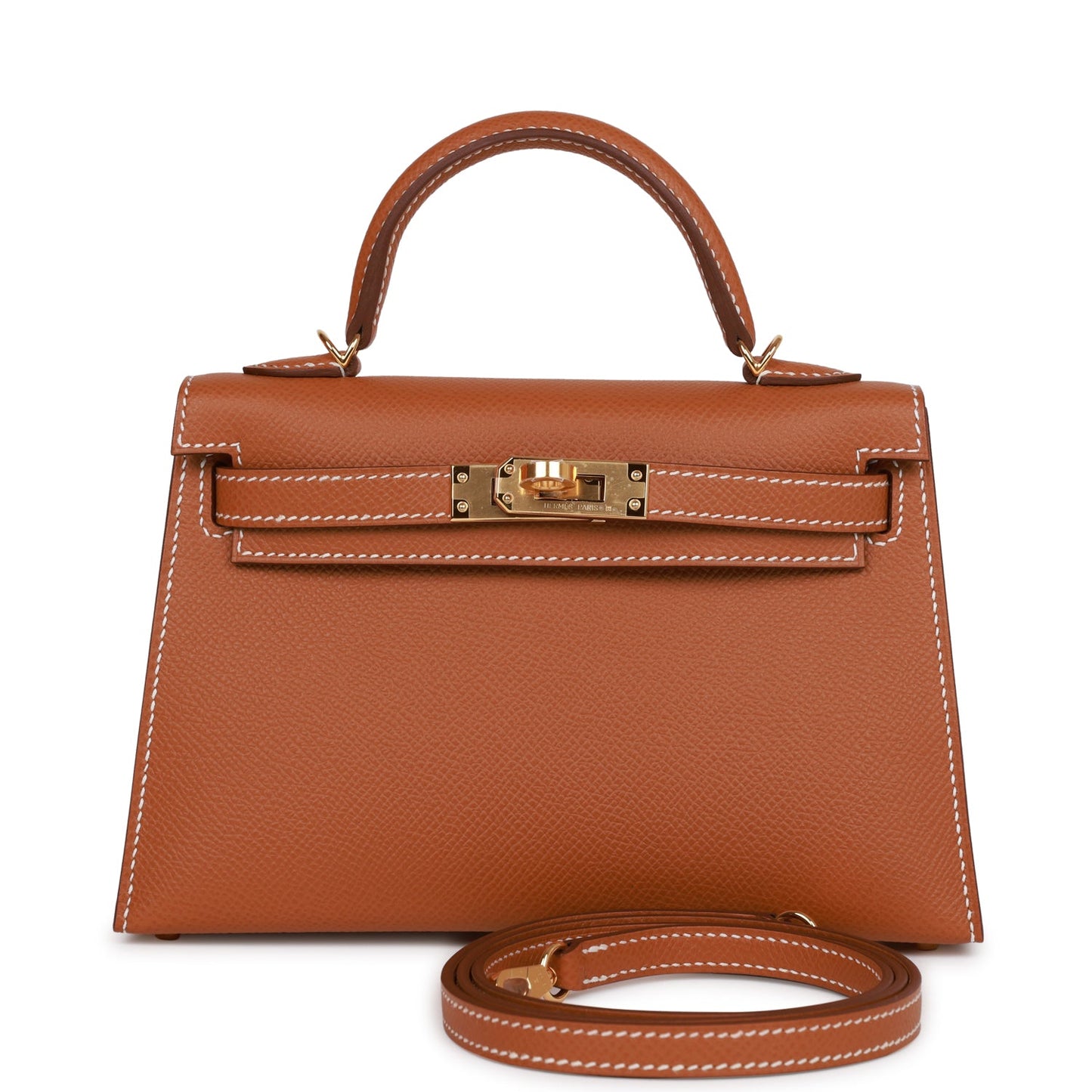 Hermes Kelly Sellier Epsom Hardware Handbag Gold Travel Bag 19