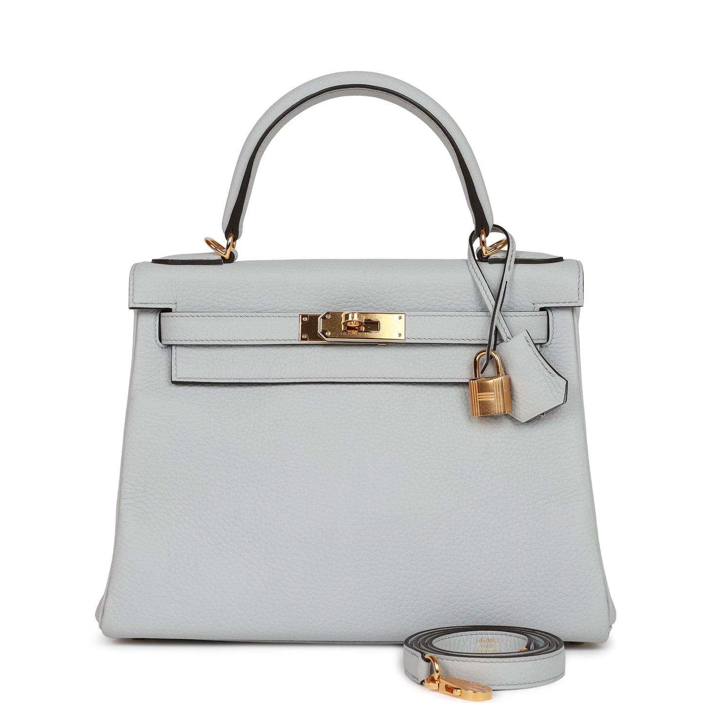 Hermes Kelly Retourne Bleu Pale Clemence Hardware Handbag Gold Travel Bag