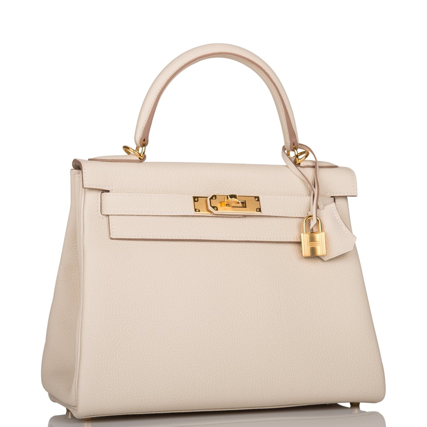 Hermes Kelly Retourne Craie Togo Hardware Handbag Gold Travel Bag Gold Hardware