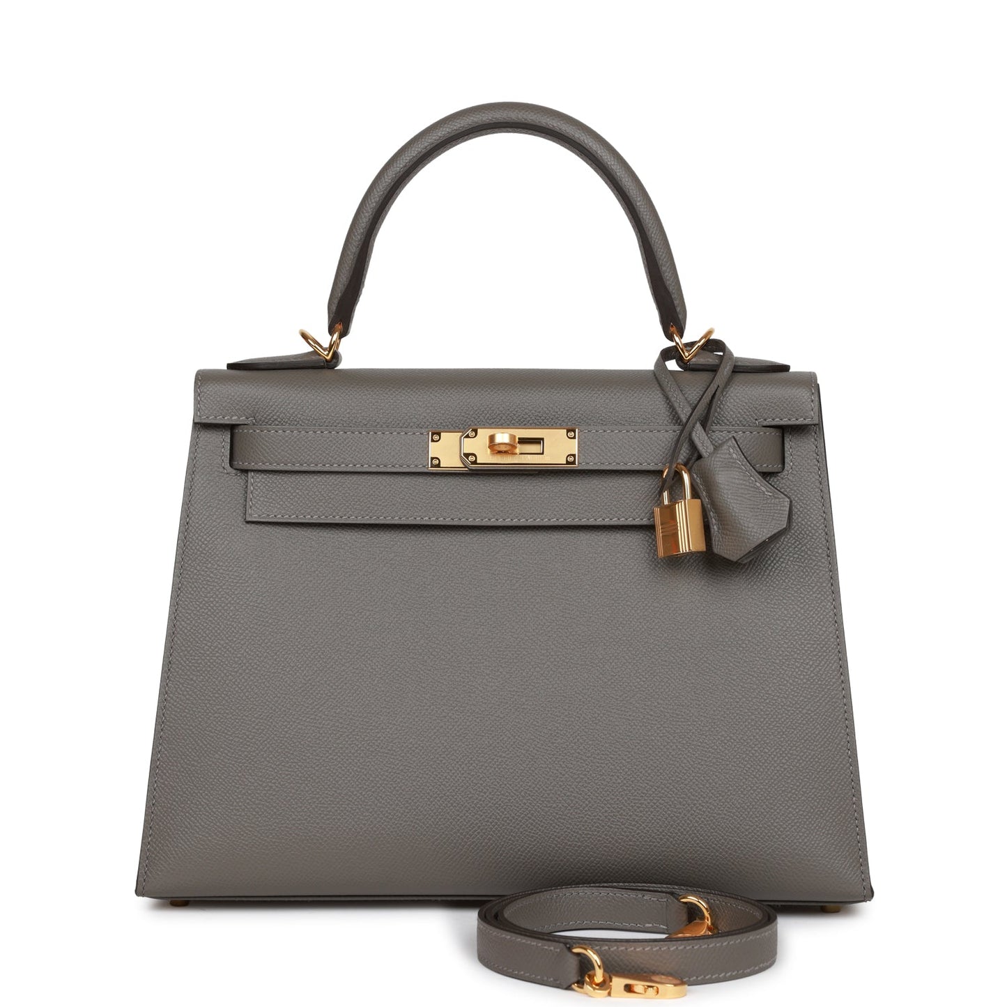 Hermes Kelly Sellier Gris Meyer Epsom Hardware Handbag Gold Travel Bag