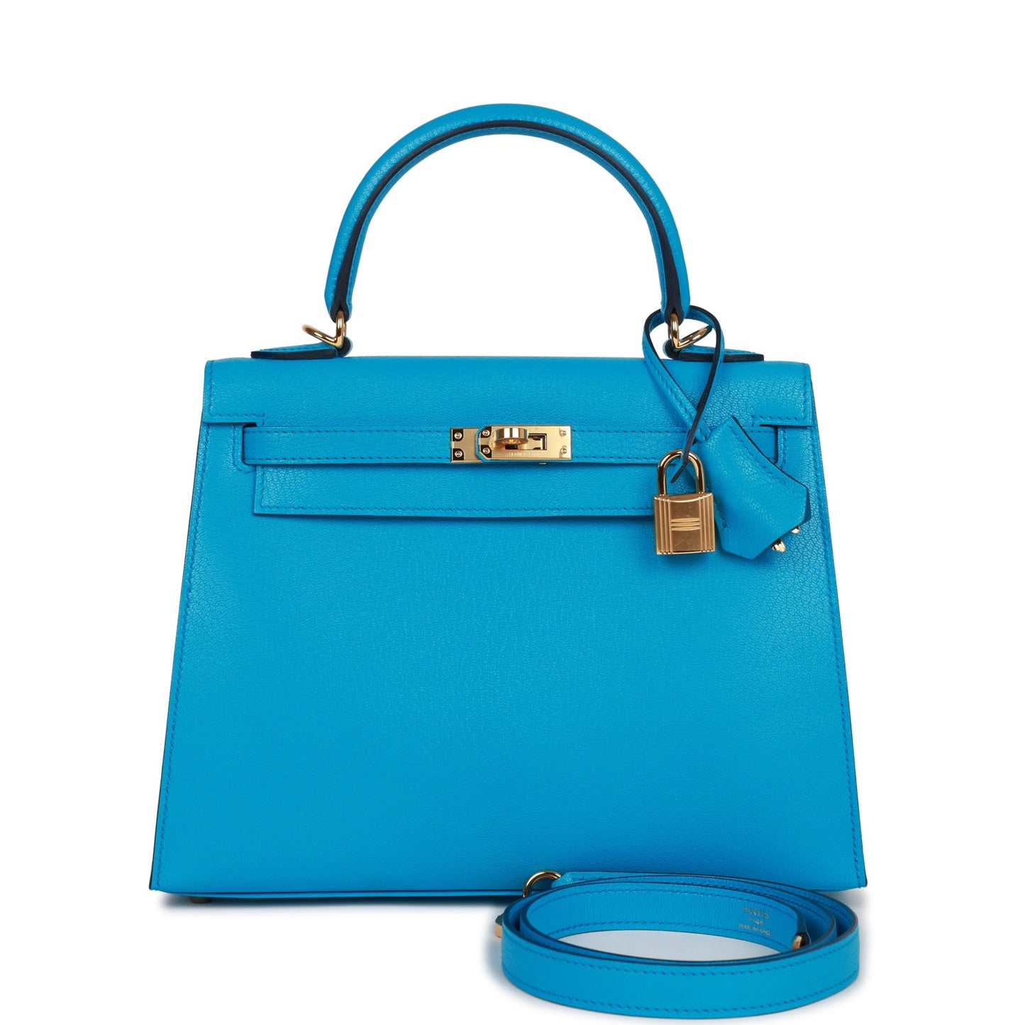 Hermes Kelly Sellier Bleu Frida Chevre Hardware Handbag Gold Travel Bag