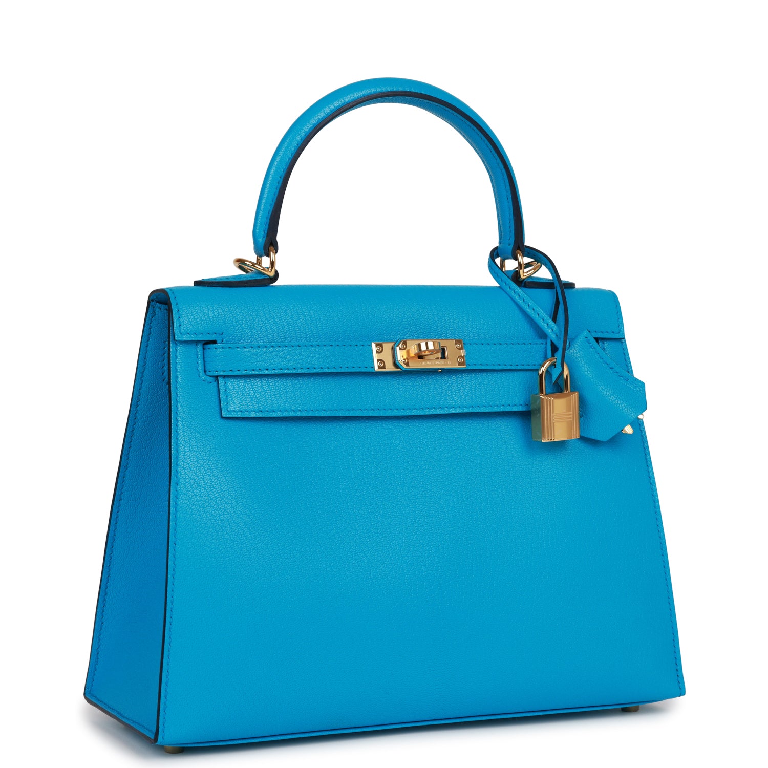 Hermes Kelly Sellier Bleu Frida Chevre Hardware Handbag Gold Travel Bag